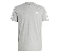 adidas Men's Essentials Single Jersey 3-Stripes T-Shirt, Medium Grey Heather/White, Large