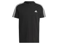adidas Men's Essentials Single Jersey 3-Stripes Tee, Black / White, S