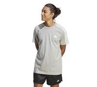 adidas Men's Essentials Single Jersey 3-stripes Tee Short Sleeve T-Shirt, Medium Grey Heather/White, XS