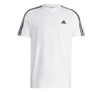 adidas Men's Essentials Single Jersey 3-Stripes Tee, White / Olive Strata, XL
