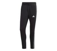 adidas Men's Essentials Single Jersey Tapered Open Hem 3-Stripes Pants, Black / White, XL