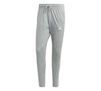 adidas Men's Essentials Single Jersey Tapered Open Hem 3-Stripes Pants, Medium Grey Heather/White, XXL