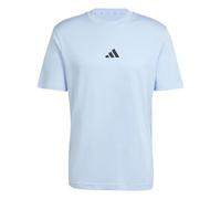 adidas Men's Essentials Small Logo Single Jersey TEE, Glow Blue/Black, L