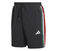 adidas Men's Essentials Three Stripes Chelsea Woven Short, Black/Team Dark Green/White/Better Scarlet, S
