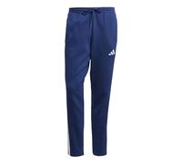 adidas Men's Essentials Three Stripes Fleece Pant Open Hem, Dark Blue/White, XS