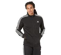 adidas Men's Standard Essentials Warm-Up 3-Stripes Track Top, Black/White, Small
