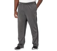 adidas Men's Standard Essentials Warm-Up Open Hem 3-Stripes Tracksuit Bottoms, Dark Grey Heather/Black, Small