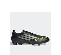adidas Unisex F50 League Laceless Firm Ground Football Boots, Core Black/Iron Metallic/Lucid Lemon, 6 UK