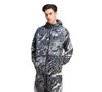 adidas MEN'S FUTURE ICONS HOODED TRACK JACKET WINDBREAKER GREY CAMO BLACK RETRO