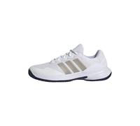 adidas Men's Gamecourt 2 Tennis Shoes, White/Cyber Metallic/Dark Blue, 8