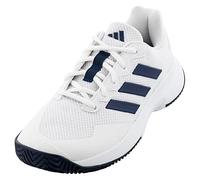 adidas Men's Gamecourt 2 Tennis Shoe, White/Team Navy Blue/White, 9.5 D (M) Standard
