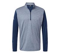 adidas Mens Heather Block Print Quarter-Zip Pullover, Collegiate Navy Melange/ Navy/ Grey Three, XL