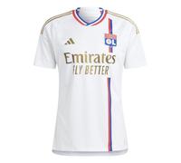 adidas Men's Home 23/24 Olympique Lyonnais Short Sleeve Soccer Jersey, White, XXL