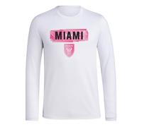 adidas Mens Inter Miami Cf MLS Long Sleeve T-Shirt, White/ Pink, XL