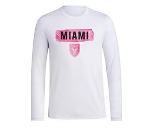 adidas Mens Inter Miami Cf MLS Long Sleeve T-Shirt, White/ Pink, XL