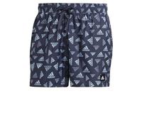 adidas Men's Logo Print CLX Swim Shorts Very Short Length, Shadow Navy/Blue Dawn, XS