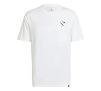 adidas Men's Lounge Slides Graphic Pocket T-Shirt, White, M