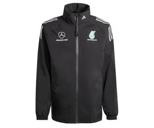 adidas Men's MERCEDES - AMG PETRONAS FORMULA ONE TEAM MECHANICS RAIN JACKET MEN, Black/Reflective Silver, XXL