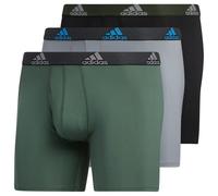 adidas Men's Microfiber Boxer Brief Underwear, Athletic Fit (3-Pack), Green Oxide/Grey/Pulse Blue/Performance, L (Pack of 3)