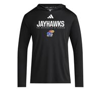 adidas Men's NCAA 25/26 Designed for Training Team Lightweight Hoodie, Black/White/Kansas University, XXL