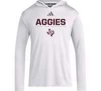 adidas Men's NCAA 25/26 Designed for Training Team Lightweight Hoodie, White/Team Grey/Texas A&m University, XL