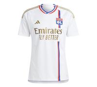 adidas Mens Olympique Lyon Home Shirt 2023 2024 Adults Short Sleeve Collared