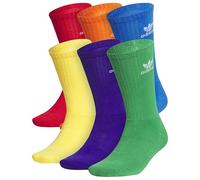 Adidas - Men's Originals Trefoil Rainbow Brights Crew Socks - 6-Pack | Size Large (8-12) | Red, Blue, Yellow(Gold), Green, Purple, Orange | IU6182B