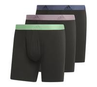 adidas Men's Performance Stretch Cotton Boxer Brief Underwear (3-Pack) Designed for Active Comfort and All Day Wear, Black/Semi Green Spark/Preloved Fig Purple, L