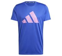 adidas Men's Run It Stripes Tee, semi Lucid Blue, L