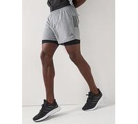 adidas Mens Running Own The Run 2In1 Shorts, Grey Six Mel, Size S, Men Grey Six Mel