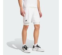 adidas Men's Shorts 2 in 1 Pro Tennis Aeroready White Inner Compression Layer