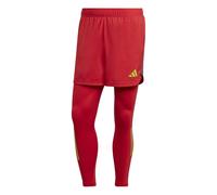 adidas Mens Solid Patterned Compression Leggings in Red - Size Small