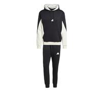adidas Men's SPORTSWEAR 300G FLEECE COLORBLOCK HOODED TRACKSUIT, black/off white, XS
