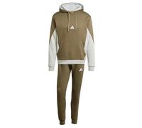 adidas Men's SPORTSWEAR 300G FLEECE COLORBLOCK HOODED TRACKSUIT, Olive Strata, M