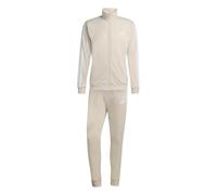 adidas Men's SPORTSWEAR BASIC 3 STRIPES TRICOT TRACKSUIT, Crystal Linen/white, L