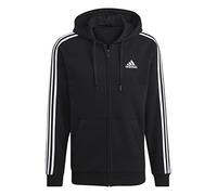 adidas Men's Standard Essentials Fleece 3-Stripes Full-Zip Hoodie, Black, XX-Large