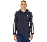 adidas Men's Standard Essentials Fleece 3-Stripes Full-Zip Hoodie, Legend Ink, Large
