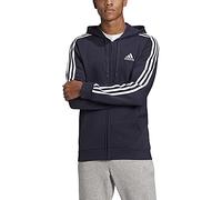 adidas Men's Standard Essentials Fleece 3-Stripes Full-Zip Hoodie, Legend Ink, Large