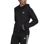 adidas Men's Standard Essentials Fleece 3-Stripes Hoodie, Black/White, Large