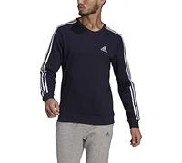 adidas Men's Standard Essentials Fleece 3-Stripes Sweatshirt, Ink/White, Medium