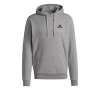 adidas Men's Standard Essentials Fleece Hoodie, Medium Grey Heather/Black, Large