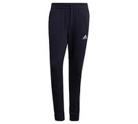 adidas Men's Standard Essentials Fleece Tapered Cuff 3-Stripes Pants, Legend Ink/White, Large
