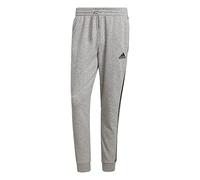 adidas Men's Standard Essentials Fleece Tapered Cuff 3-Stripes Pants, Medium Grey Heather/Black, X-Large