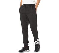 adidas Men's Standard Essentials Tapered Cuff Logo Pants, Black/White, Small