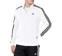 adidas Men's Standard Essentials Warm-Up 3-Stripes Track Top, White/Black, Medium