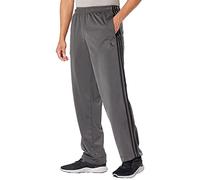 adidas Men's Standard Essentials Warm-Up Open Hem 3-Stripes Tracksuit Bottoms, Dark Grey Heather/Black, Large