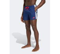 adidas Mens Swim 3 Stripe 5 Inch Swim Short, Dkblue/Purrub, Size S, Men Dkblue/Purrub