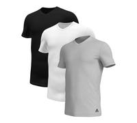 adidas Men's T-Shirt Undershirt V-Neck T-Shirt Active Core Cotton Pack of 3 Colour: Multicoloured Item:-908 Black/Heather Grey/White, Size: L, assorted, L