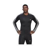 adidas Techfit 3 Stripe Long Sleeve T Shirt Mens 2XL Blck