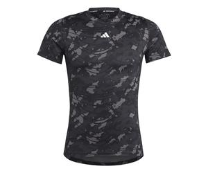 adidas Men's Techfit Allover Print Training Tee, Black/Black, S